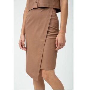 n Philanthropy NWT Standon Skirt in Ginger Brown Asymmetrical Front Women Small